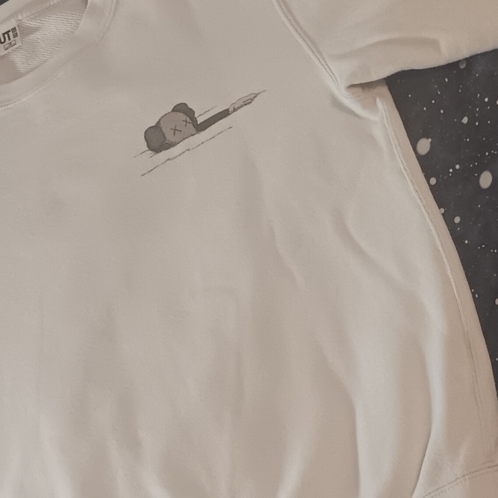 Uniqlo x KAWS White Sweatshirt Minimalist Crew Neck